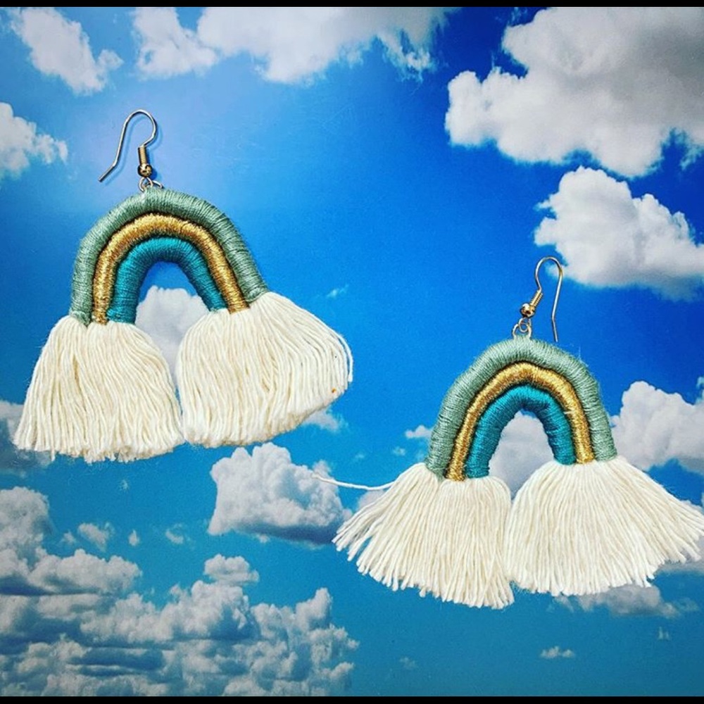Fashion rainbow tassel fringe earrings